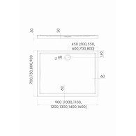 Caspar brodzik prostokątny 80x130 cm