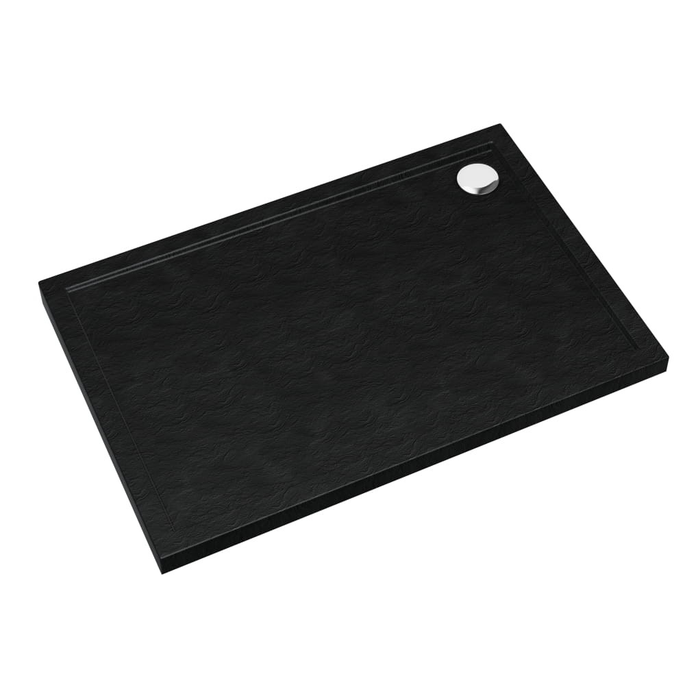Caspar New Black Stone brodzik czarny prostokatny 80x100 cm