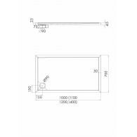 Caspar New brodzik prostokątny 70x90 cm