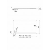 Caspar New brodzik prostokątny 80x160 cm