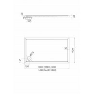 Caspar New brodzik prostokątny 90x100 cm