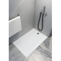 Caspar New brodzik prostokątny odpływ na środku krótkiego boku 80x140 cm