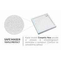 Competia New brodzik prostokątny odpływ na środku krótkiego boku 70x90 cm