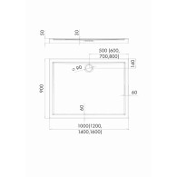 Corrina brodzik kompozytowy prostokątny 90x120 cm