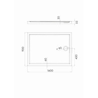 Corrina brodzik kompozytowy prostokątny 90x160 cm