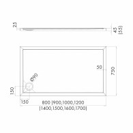 Corrina New brodzik kompozytowy prostokątny 75x80 cm