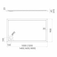 Corrina New brodzik kompozytowy prostokątny 90x160 cm