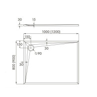 Etrusco brodzik kompozytowy prostokątny 80x100 cm