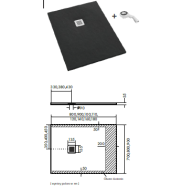 Kalait Black Stone brodzik prostokątny czarny 80x120 cm