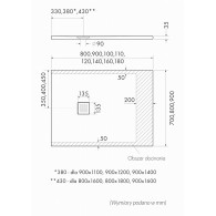 Kalait Cement Stone brodzik prostokątny cementowy 90x100 cm