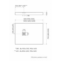 New Horizons Black Stone brodzik prostokątny 90x100 cm