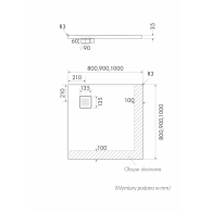 Kalait Cashmere Stone brodzik prostokątny 80x180 cm