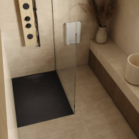 Majestic Black Stone (czarny kamień) brodzik 90x100 cm