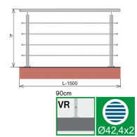 Balustrada ze stali nierdzewnej, AISI304, 1500x900mm
