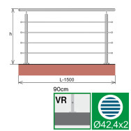 Balustrada ze stali nierdzewnej, AISI304, 1500x900mm