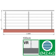 Balustrada ze stali nierdzewnej, AISI304, 3000x1000mm