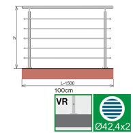 Balustrada ze stali nierdzewnej, AISI304, 1500x1000mm