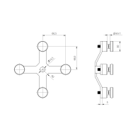 Przeszklenie stałe - pająk 04 AISI304, 4xD30mm/90°