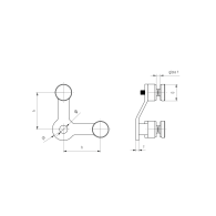 Przeszklenie stałe - pająk 02 AISI304, 2xD30mm/90°/T