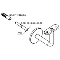 Drewniany uchwyt DUB i uchwyty poręczy ze stali nierdzewnej, JP40x40mm/L2000mm