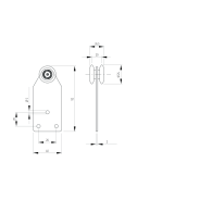 Podwójne kółko wieszakowe z płytką, profil 33x34mm
