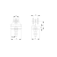 Podwójny wieszak koła Zn, profil 33x34mm