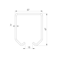 Profil prowadnicy zawieszenia Zn, 57x67x3mm, L6m