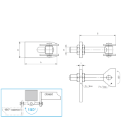 Zawias regulowany INOX, 180°, M16