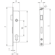 Zamek K411 na wkładkę bębenkową do profilu JP 40x40mm