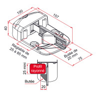 Ogranicznik środkowy z automatycznym zatrzymaniem, 157x100x40mm