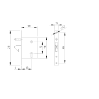 Zamek do bramy przesuwnej z blokadą 72x60mm