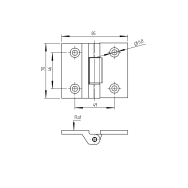 Zawias do bram INOX, AISI316, L=70mm