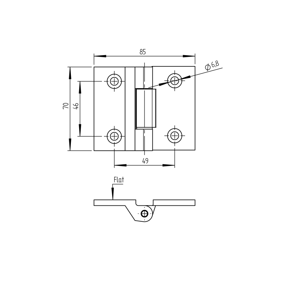 Zawias do bram INOX, AISI316, L=70mm