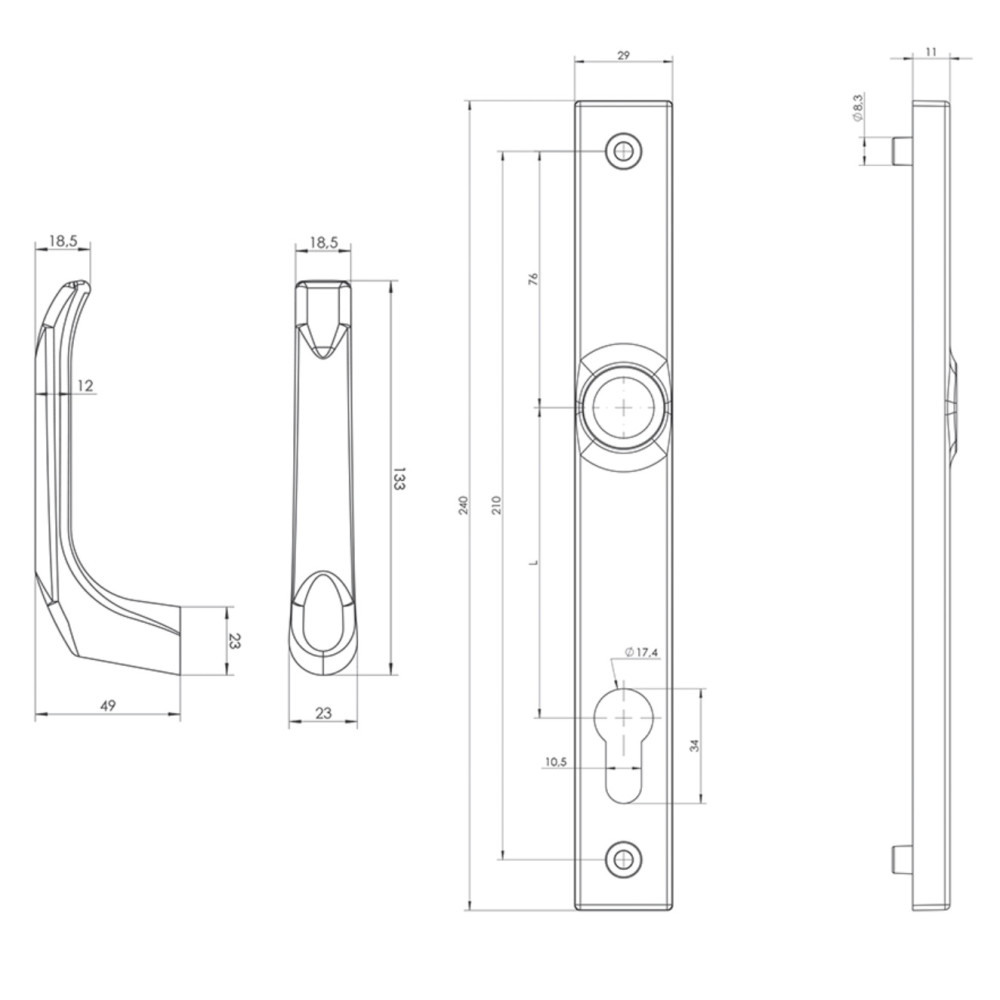 Zestaw uchwyt - uchwyt z etykietą AL profi