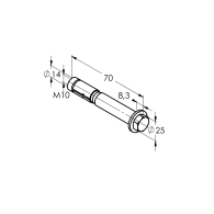 Kotwienie dla średnio ciężkich ładunków z łbem sześciokątnym M10, Nierdzewny