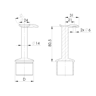 Uchwyt poręczy - stały 90°