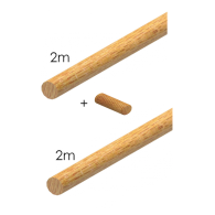 Poręcz drewniana - BUK, 2m+2m