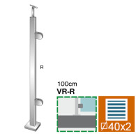 Słupek, Kotwienie górne - prawe AISI304, 40x40x2/2
