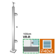 Słupek, Kotwienie górne - prawe AISI304, 40x40x2/2