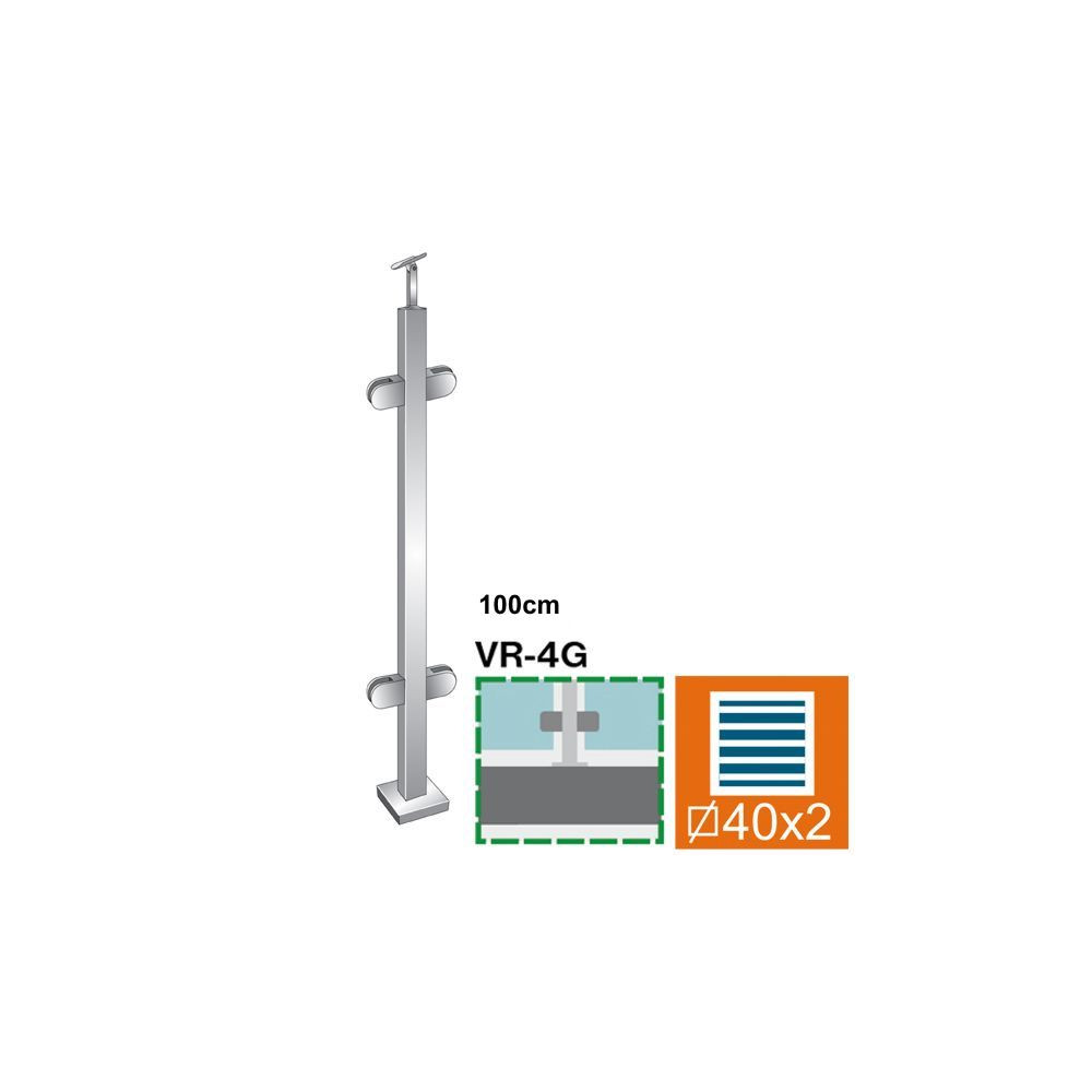 Słupek, Kotwienie górne - dwustronne 180° AISI304