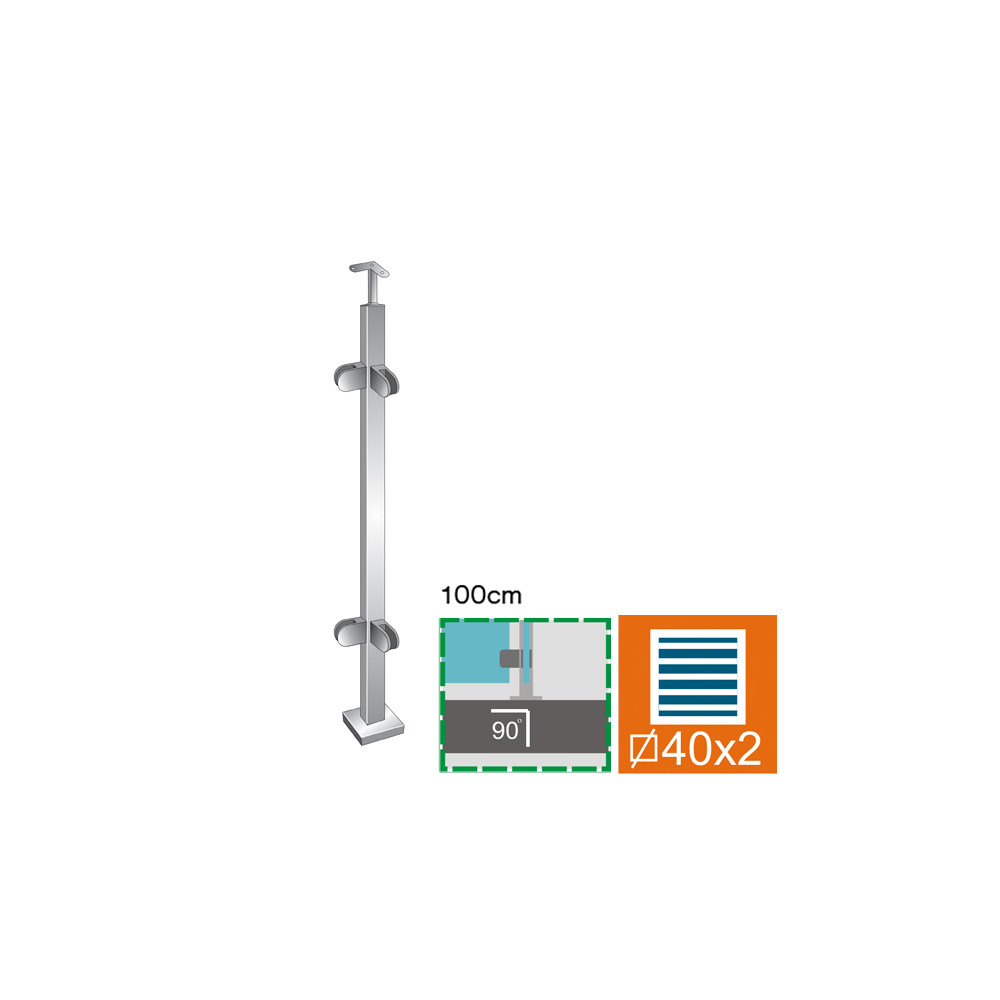 Słupek, Kotwienie górne - dwustronne 90° AISI304,