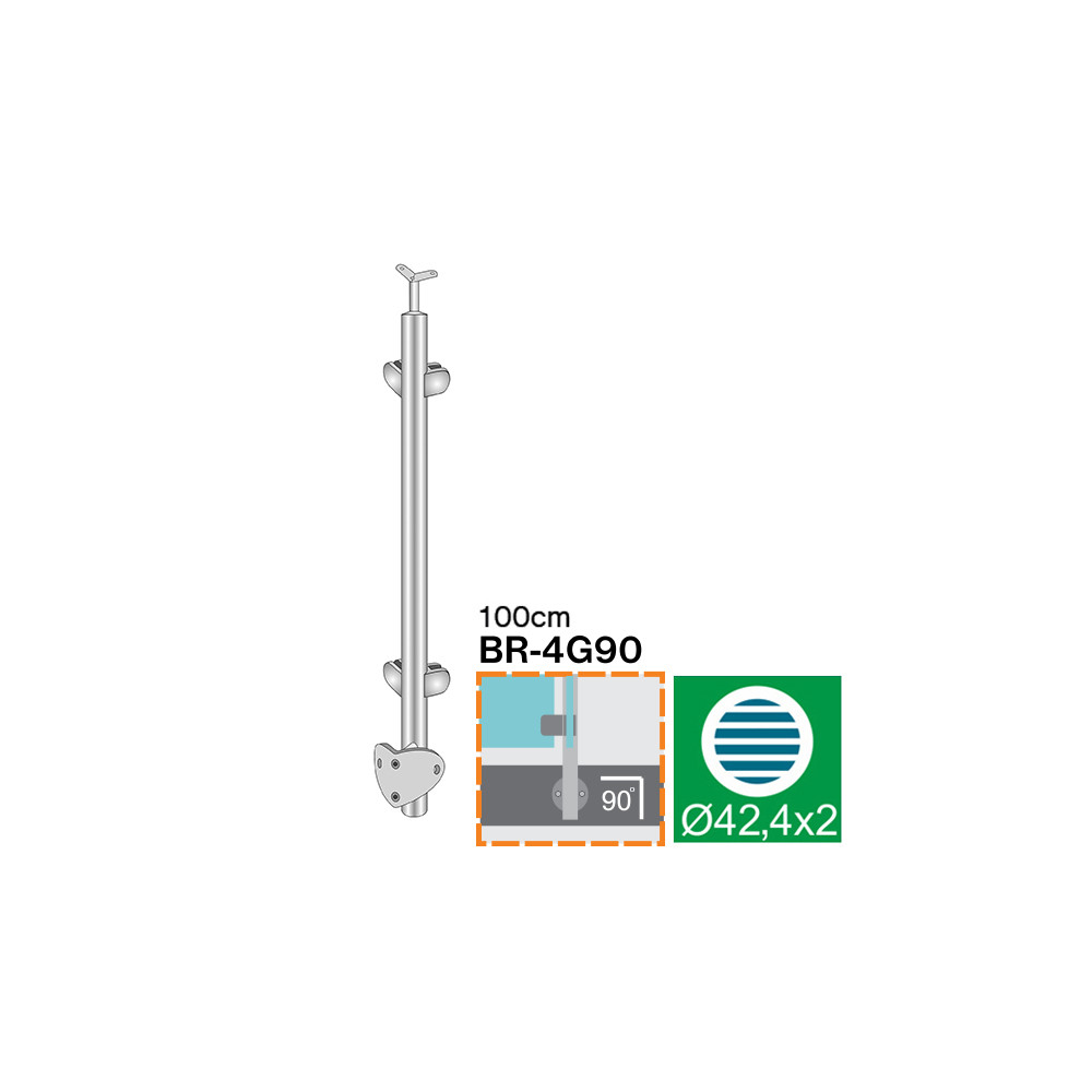 Słupek Nierdzewny - Kotwienie boczne - dwustronny AIS