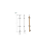 Słupek DUB D42,4 - uchwyt 4x, wys. 1000 mm, prosty BK