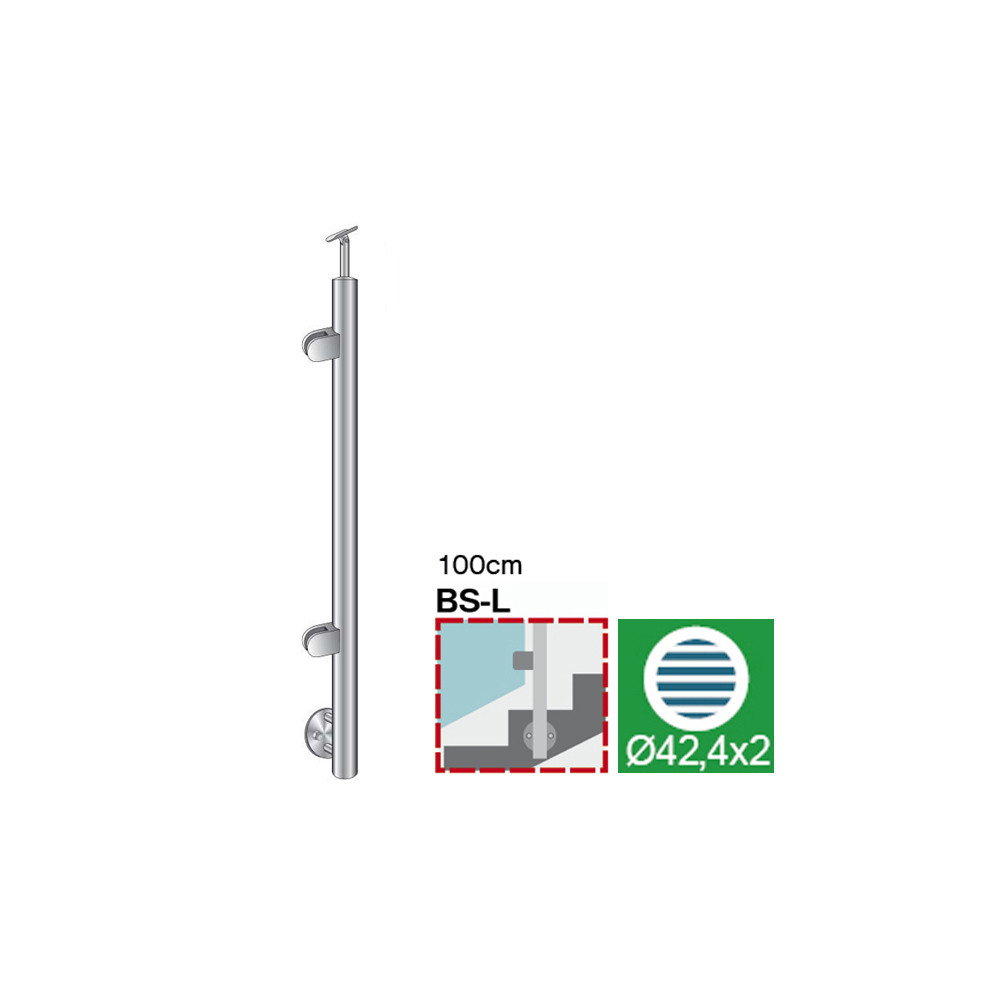 Słupek, Kotwienie boczne - lewe - do schodów AISI304,