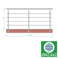 Balustrada ze stali nierdzewnej, AISI304, 3000x900mm, BR