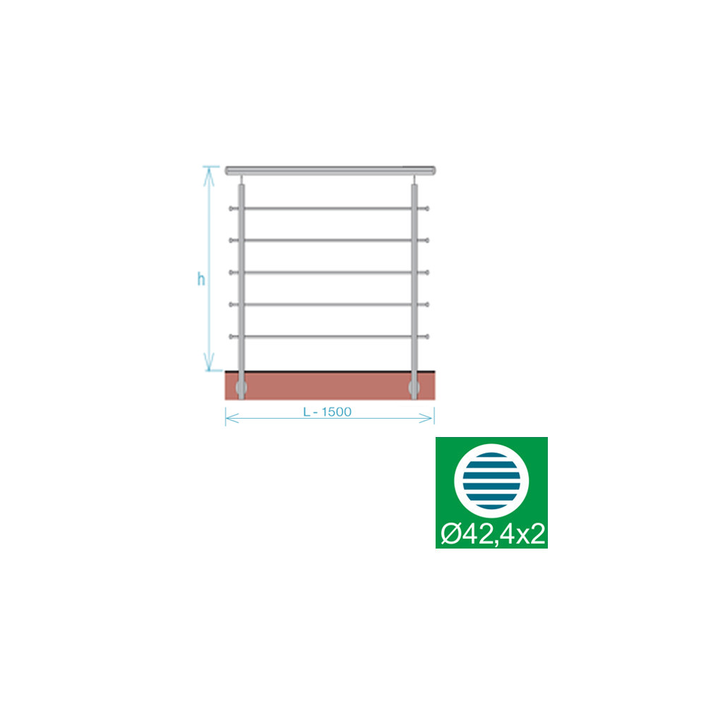 Balustrada ze stali nierdzewnej, AISI304, 1500x1000mm, BR