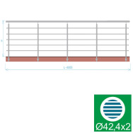 Balustrada ze stali nierdzewnej, AISI304, 6000x1000mm, BR