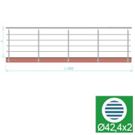 Balustrada ze stali nierdzewnej, AISI304, 6000x900mm, BR
