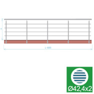 Balustrada ze stali nierdzewnej, AISI304, 6000x900mm, BR