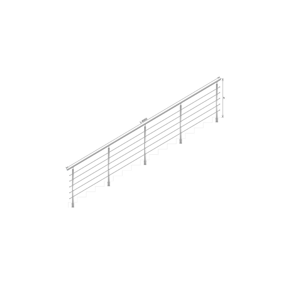 Balustrada, BS, schody AISI304, 40x40x2/4xd12/H900/